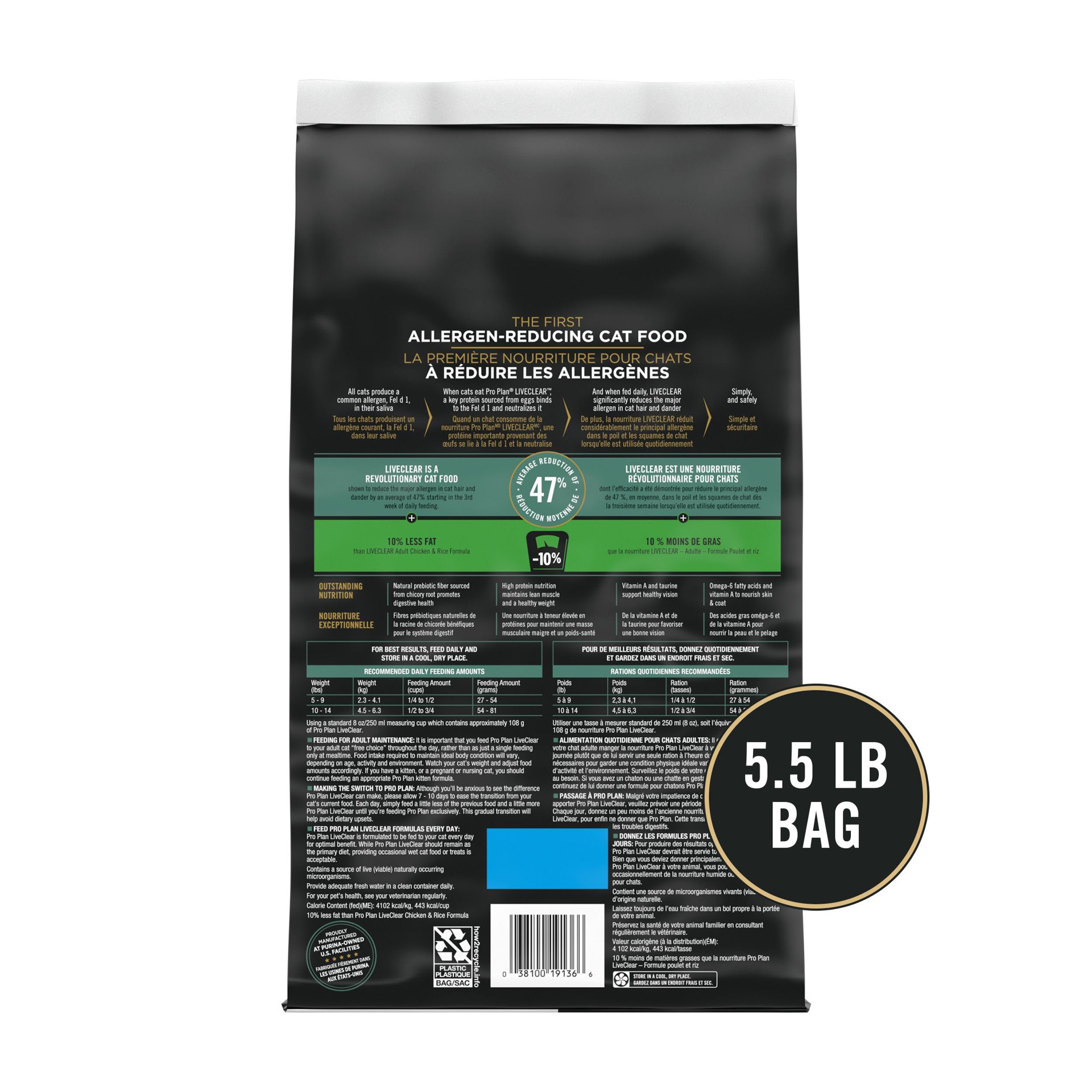 slide 9 of 9, Purina Pro Plan Indoor Cat Food LiveClear Cat Allergen Reducing Turkey and Rice Formula, 33 oz