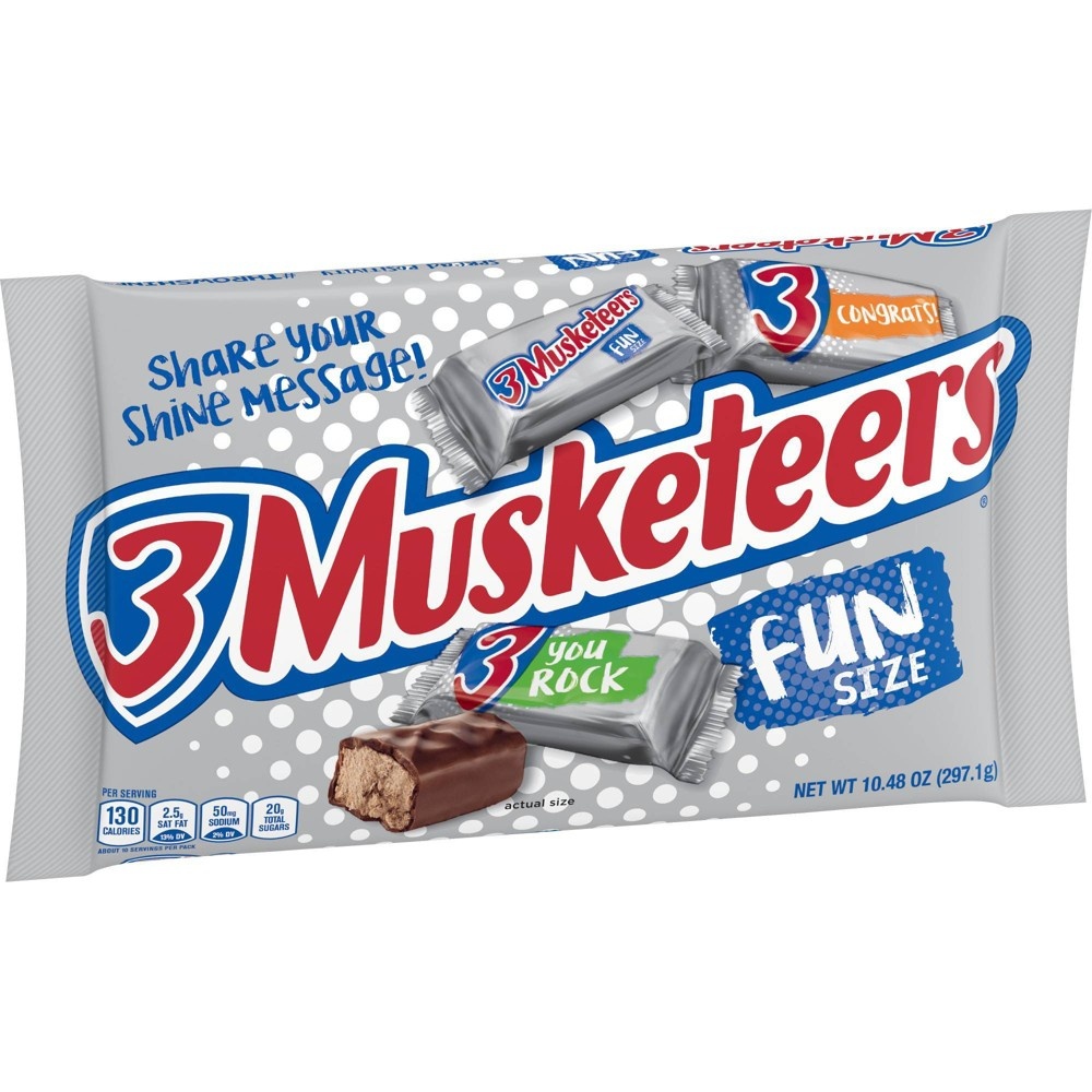 slide 2 of 3, 3 Musketeers Fun Size Milk Chocolate Candy Bars, 10.48 oz