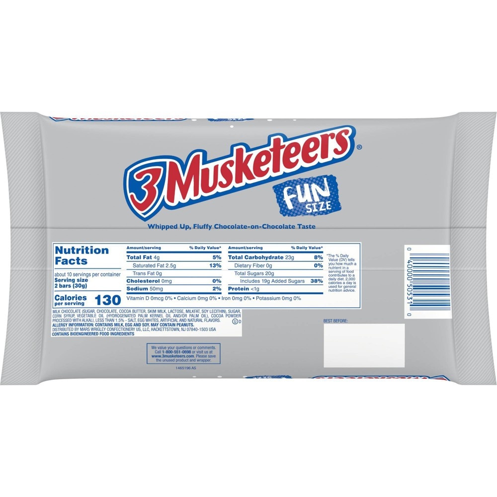 slide 3 of 3, 3 Musketeers Fun Size Milk Chocolate Candy Bars, 10.48 oz