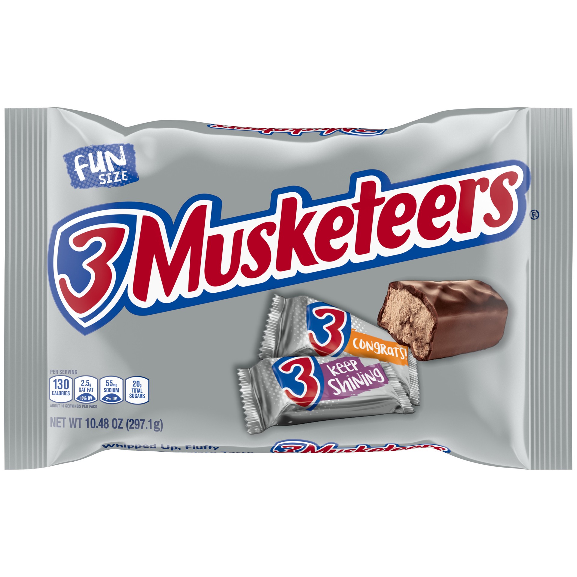 slide 1 of 8, 3 MUSKETEERS Fun Size Milk Chocolate Candy Bars 10.48, 10.48 oz