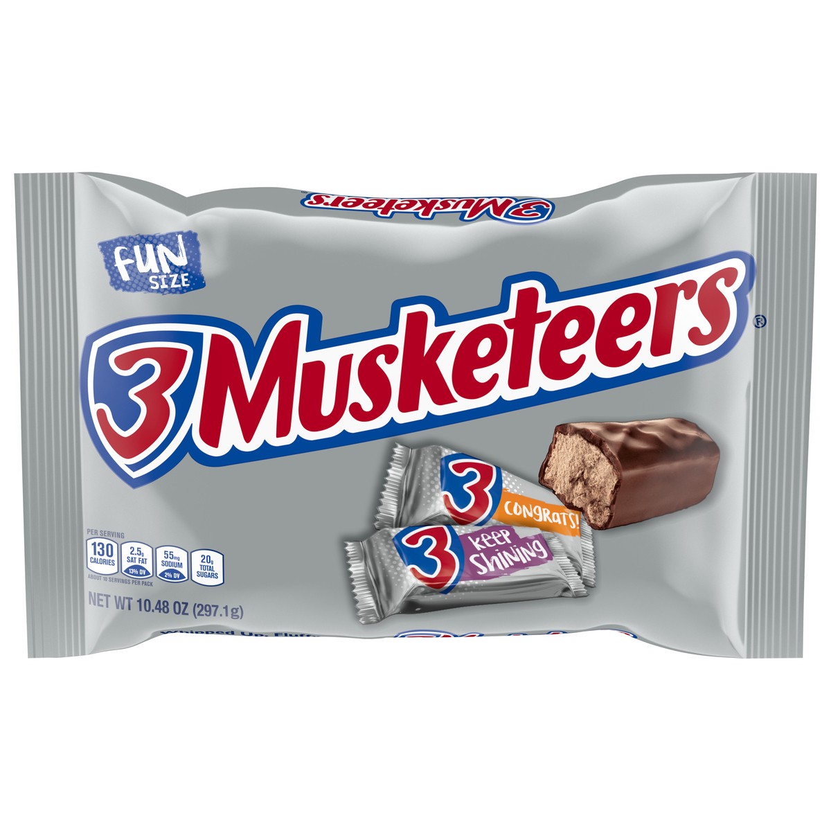 slide 1 of 8, 3 MUSKETEERS Fun Size Milk Chocolate Candy Bars 10.48, 10.48 oz