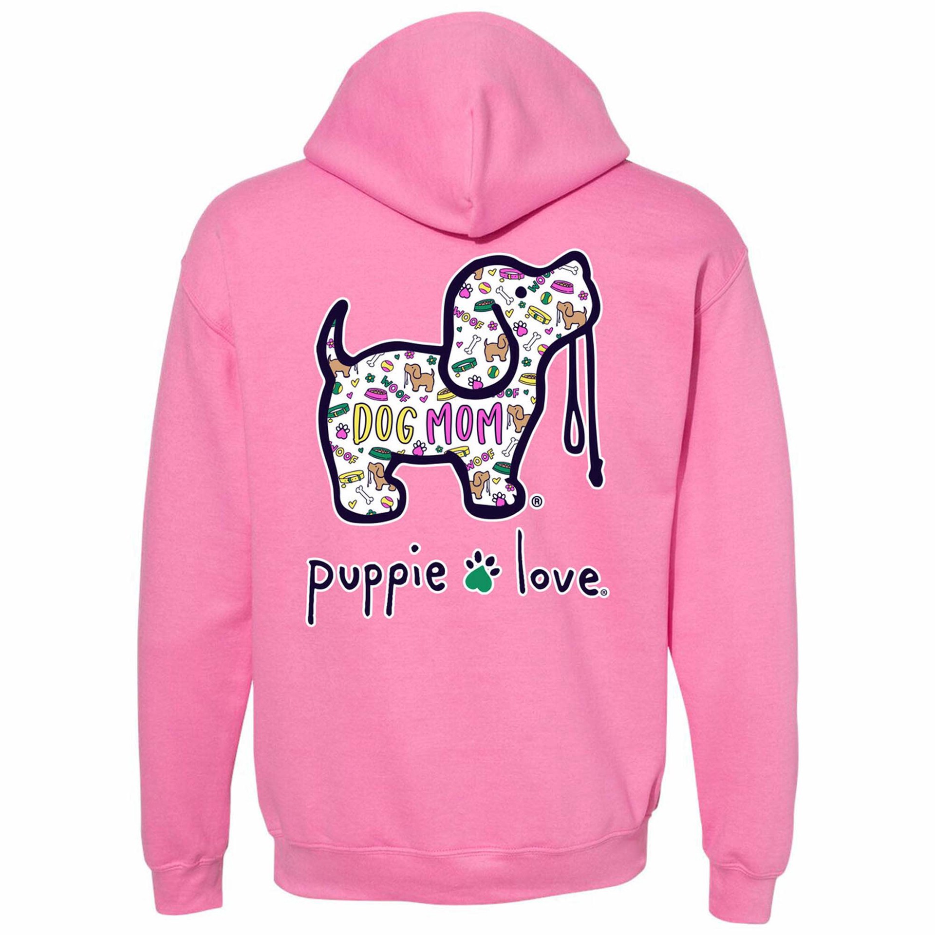 slide 1 of 1, Puppie Love Dog Mom Pattern Pup Adult Unisex Hooded Sweatshirt, LG