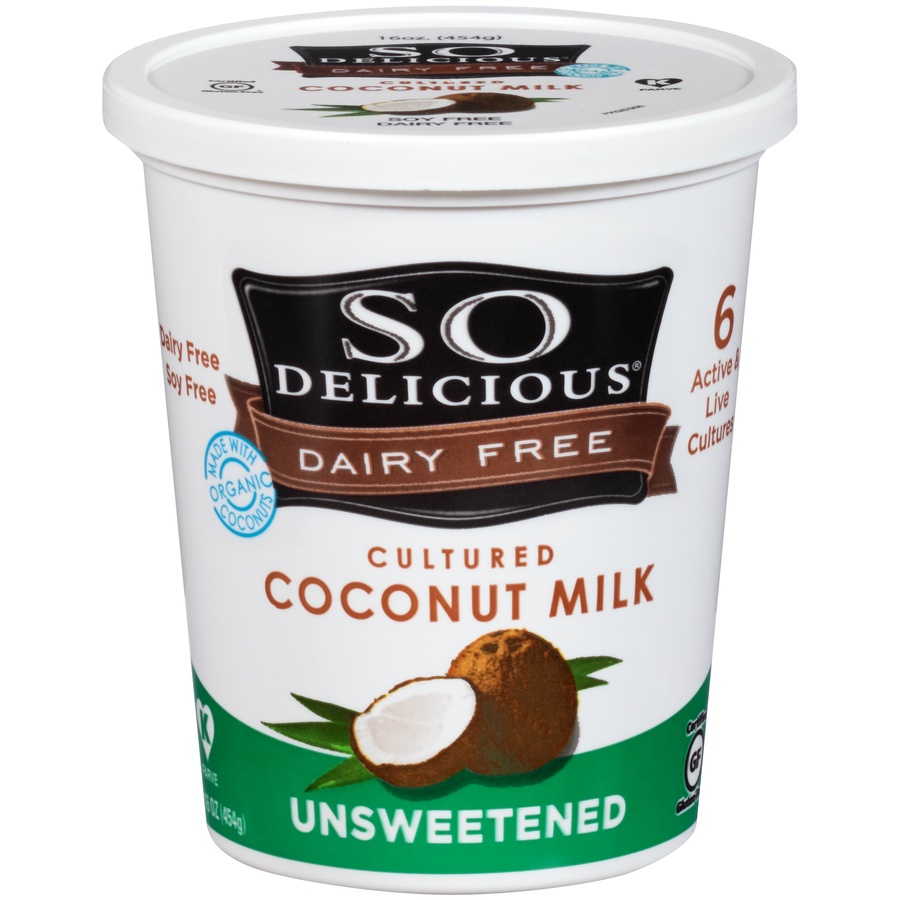 slide 1 of 1, So Delicious Dairy Free Unsweetened Coconut Yogurt, 16 oz