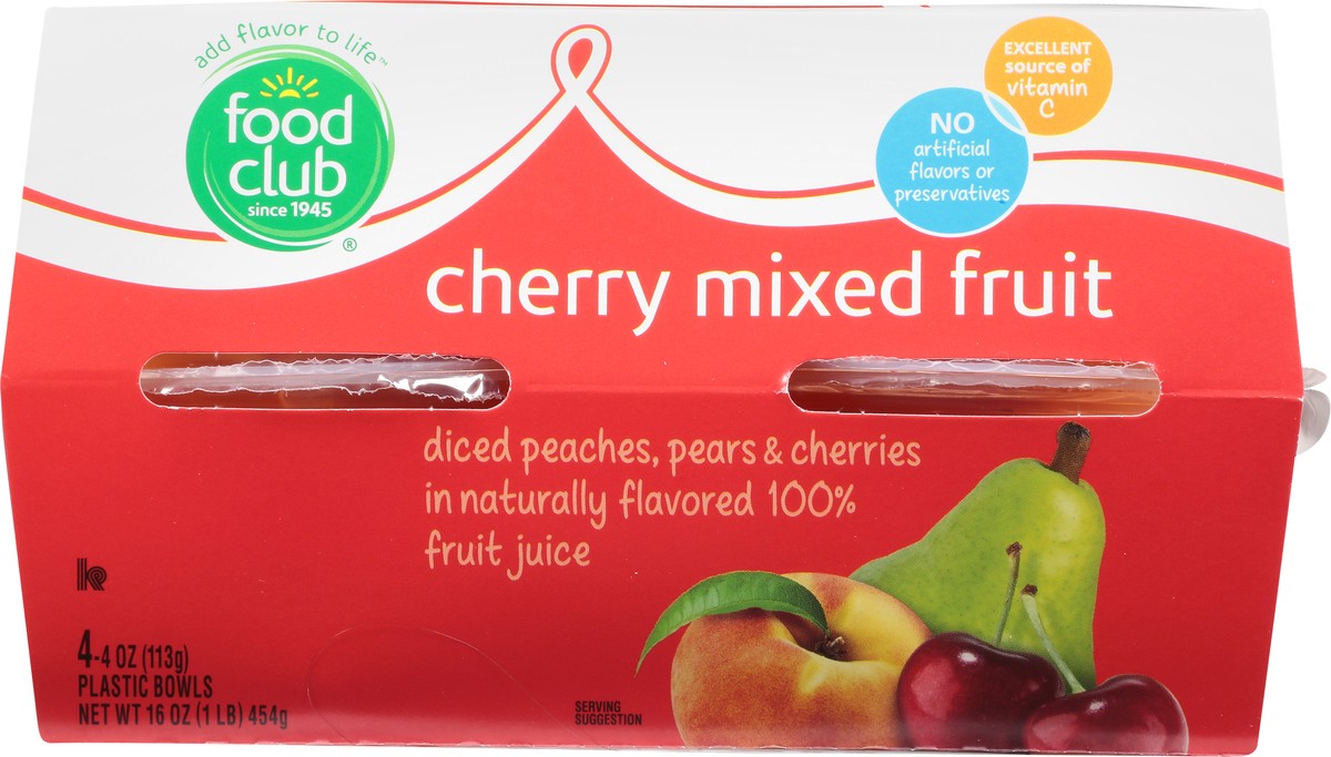 slide 5 of 13, Food Club Cherry Mixed Fruit Cups In Juice, 4 ct; 4 oz