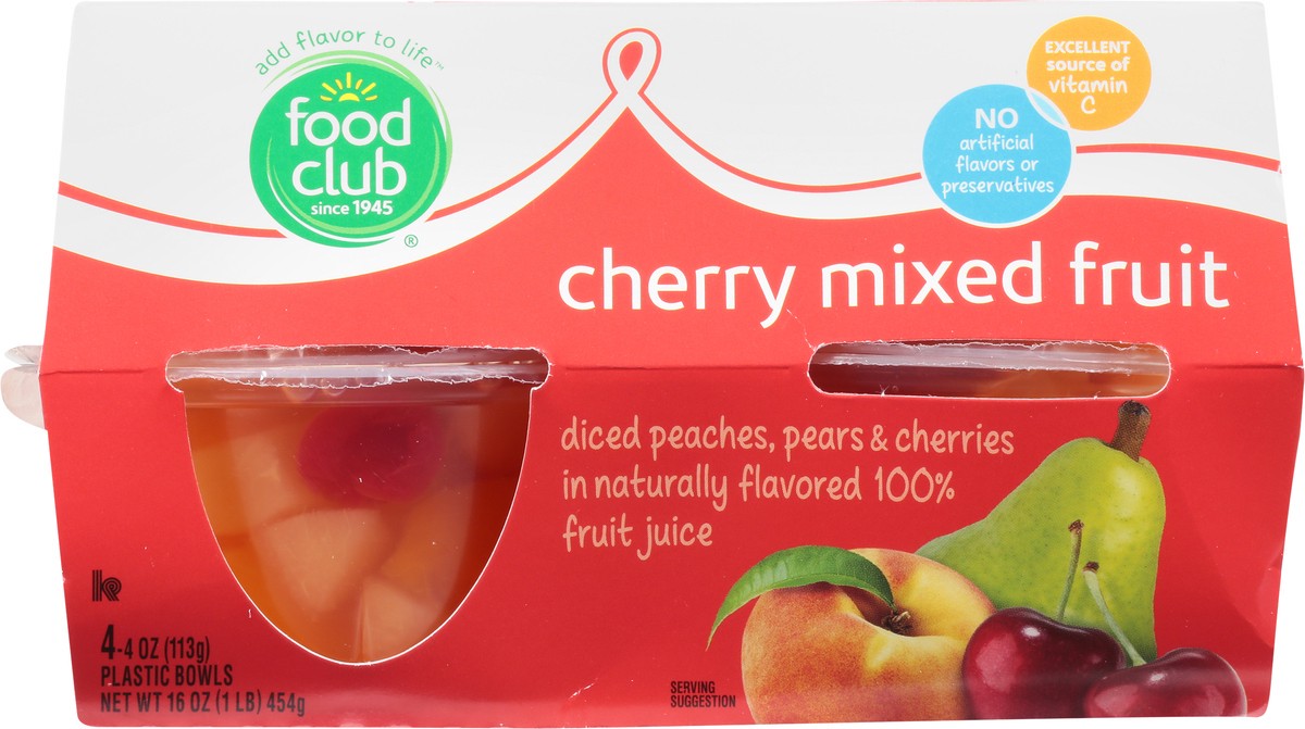 slide 7 of 13, Food Club Cherry Mixed Fruit Cups In Juice, 4 ct; 4 oz