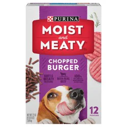 Moist & Meaty Purina Moist and Meaty Dog Food Chopped Burger Soft Dog Food Pouches