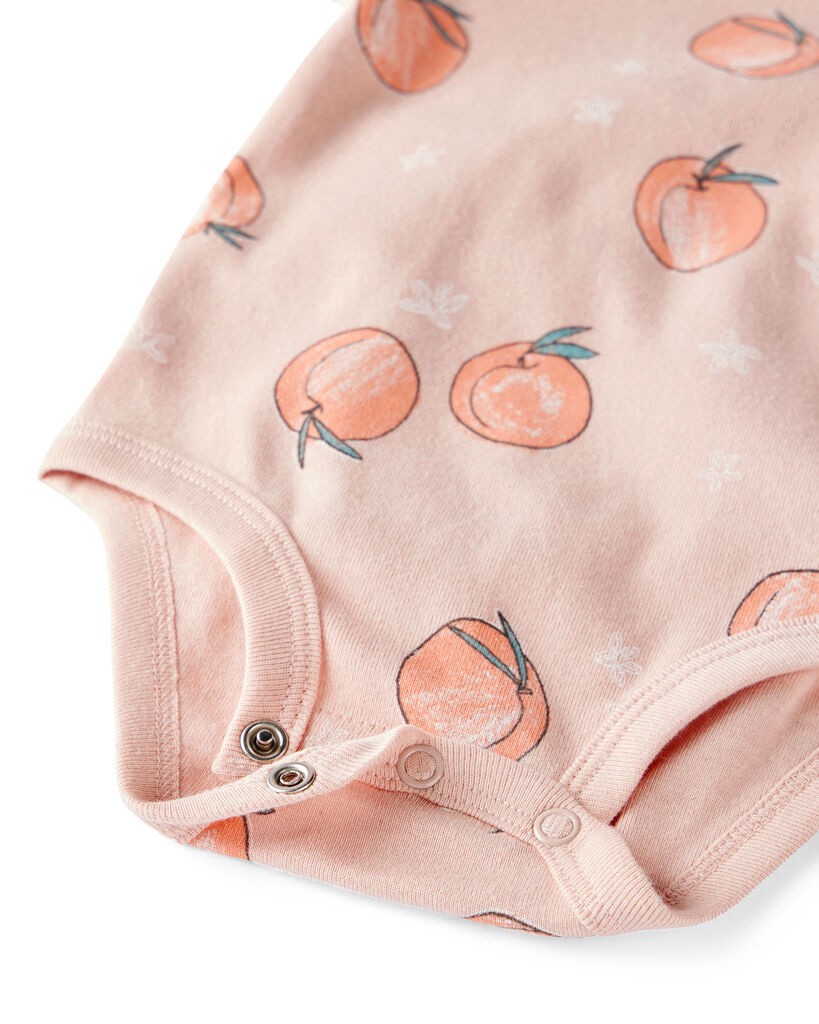 slide 3 of 3, Littleplanet Baby Organic Cotton Bodysuit in Peach Print Peach NB, 1 ct