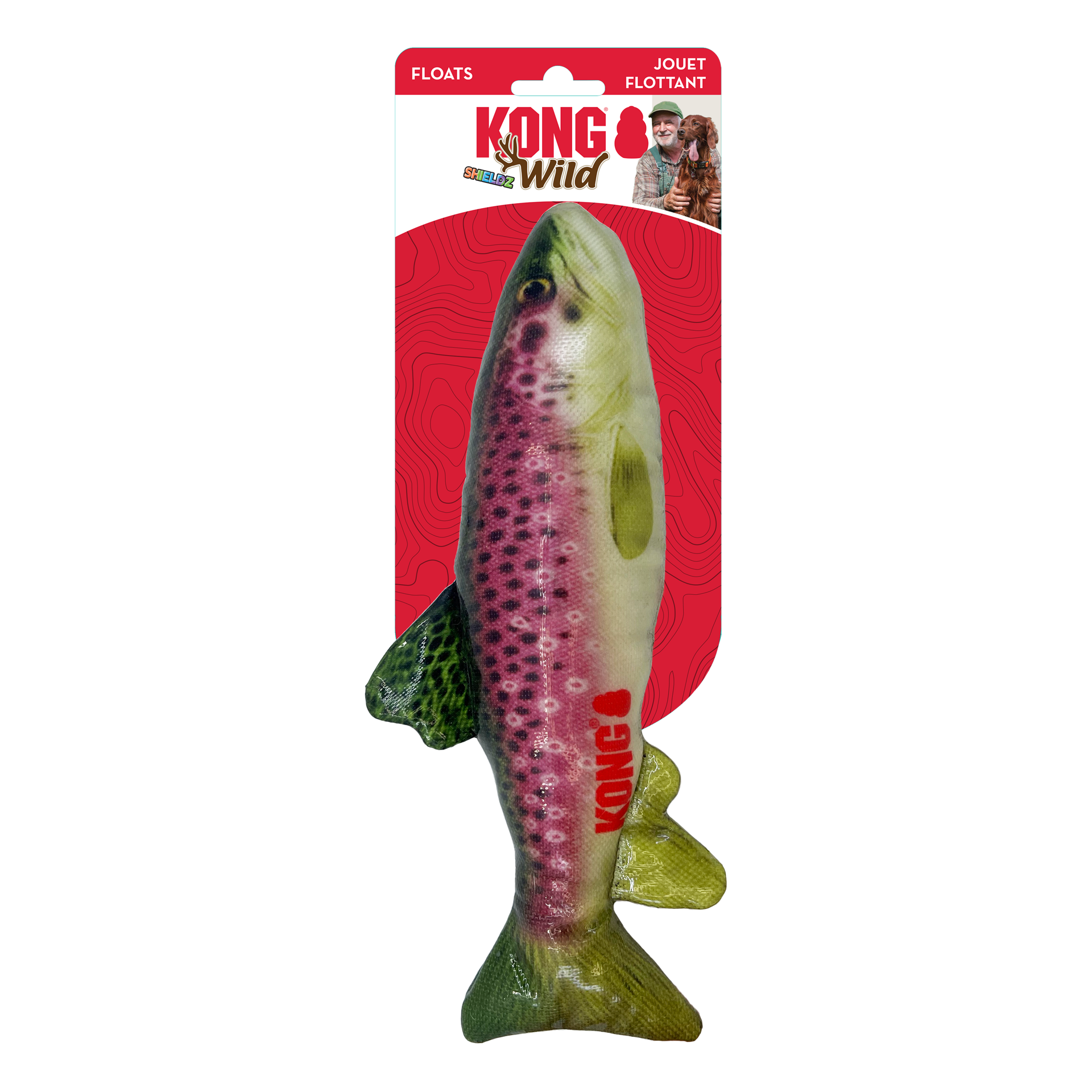 slide 3 of 4, KONG Wild Shieldz Trout Dog Toy, LG
