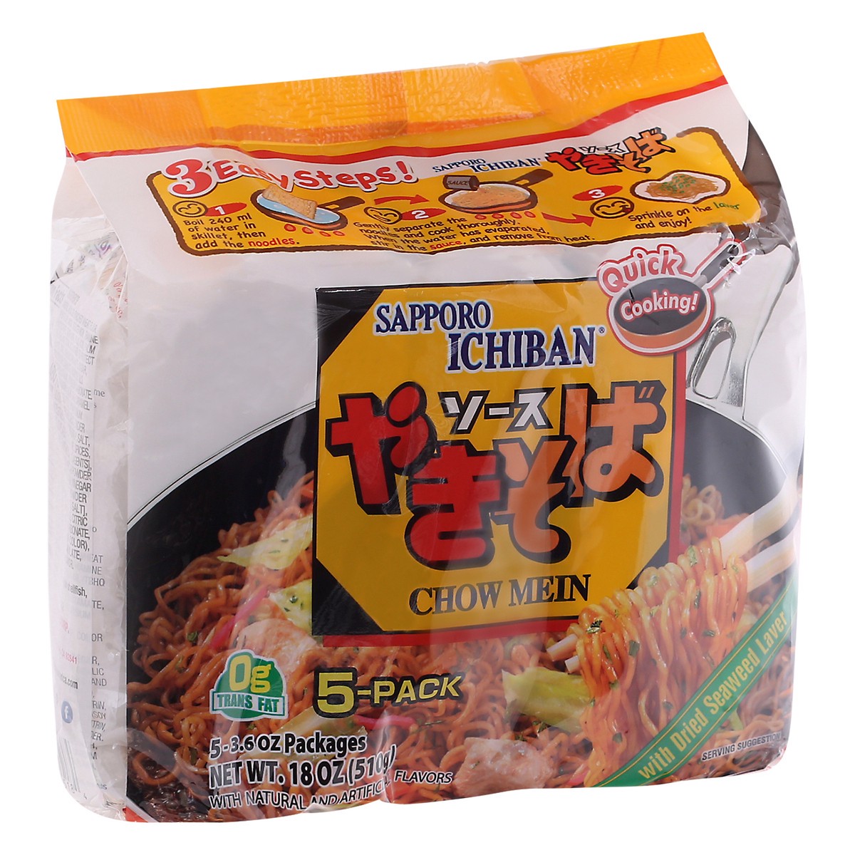 slide 9 of 9, Tokyo Noodle Chow Mein 5-3.6 oz Packs, 18 oz