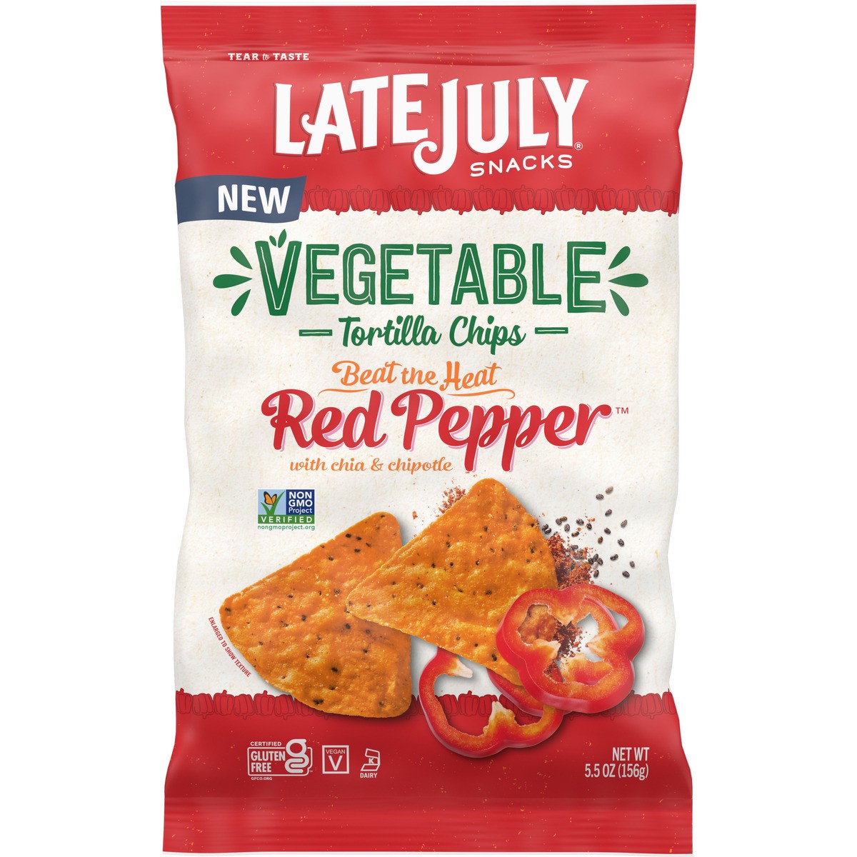 slide 1 of 5, Late July Snacks Red Pepper Vegetable Tortilla Chips, 5.5 oz