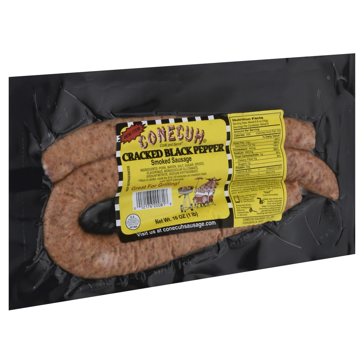 slide 10 of 13, Conecuh Cracked Black Pepper Smoked Sausage 16 oz, 16 oz