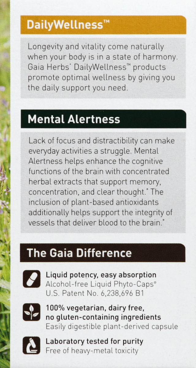 slide 3 of 4, Gaia Herbs DailyWellness Mental Alertness Vegetarian Liquid Phyto-Caps, 60 ct