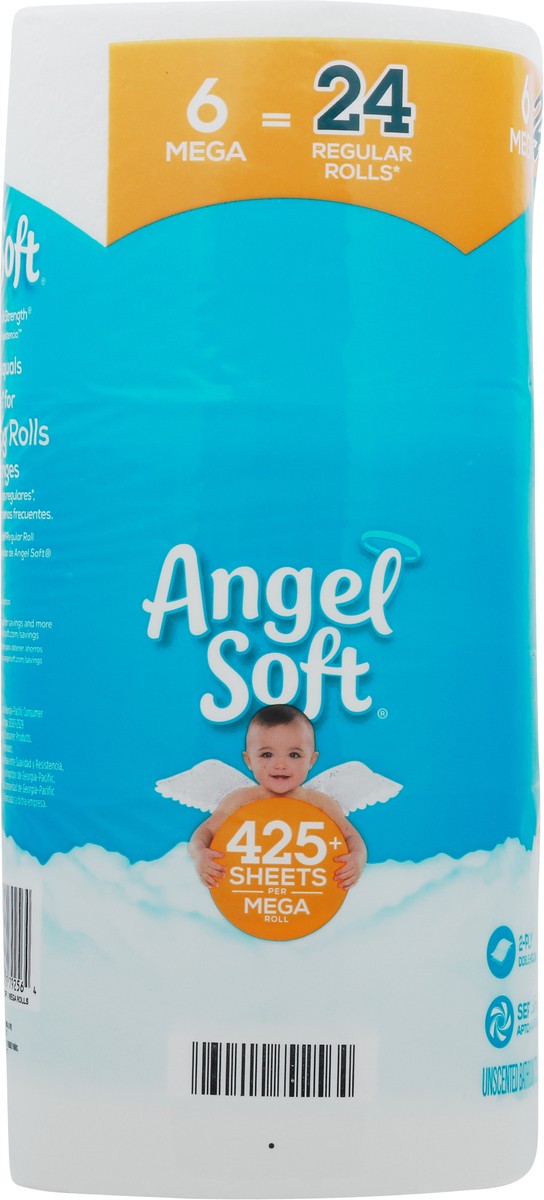 slide 5 of 12, Angel Soft 2-Ply Mega Roll Unscented Bathroom Tissue 6 ea, 6 ct