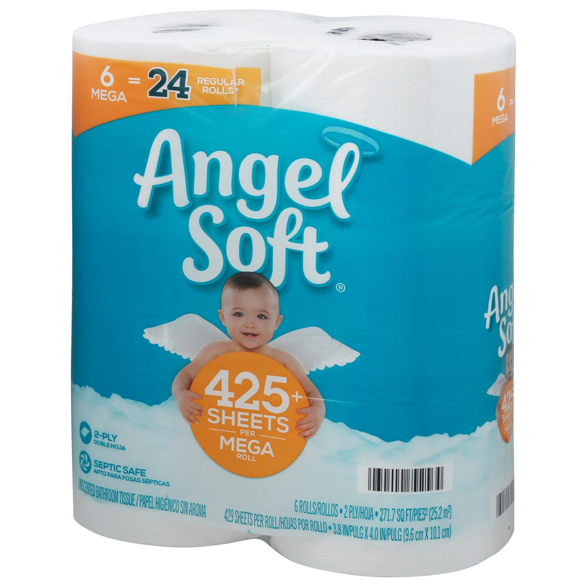 slide 9 of 12, Angel Soft 2-Ply Mega Roll Unscented Bathroom Tissue 6 ea, 6 ct