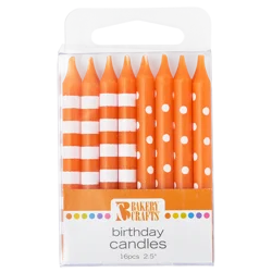 Bakery Crafts Candle Stripes & Dots Orange 2.5"