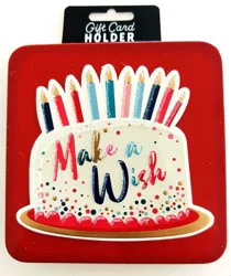 Surface Packaging Red Make A Wish Cake Square Gift Card Holder Tin