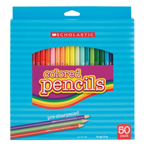 slide 1 of 1, Scholastic Color Pencils, 3.3 Mm, Assorted Colors, Pack Of 50, 50 ct