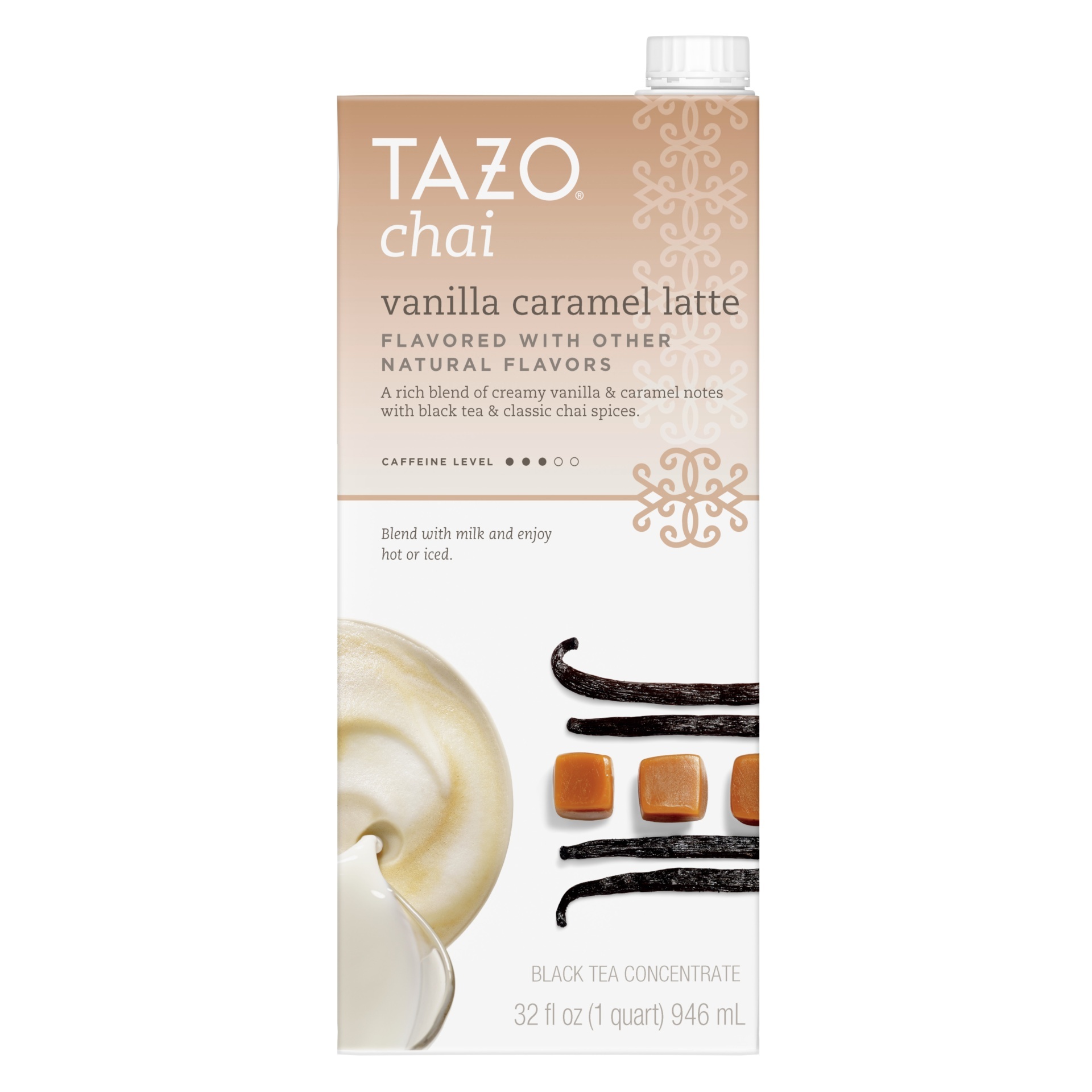 slide 1 of 1, Tazo Chai Black Tea Concentrate Vanilla Caramel Latte, 32 oz