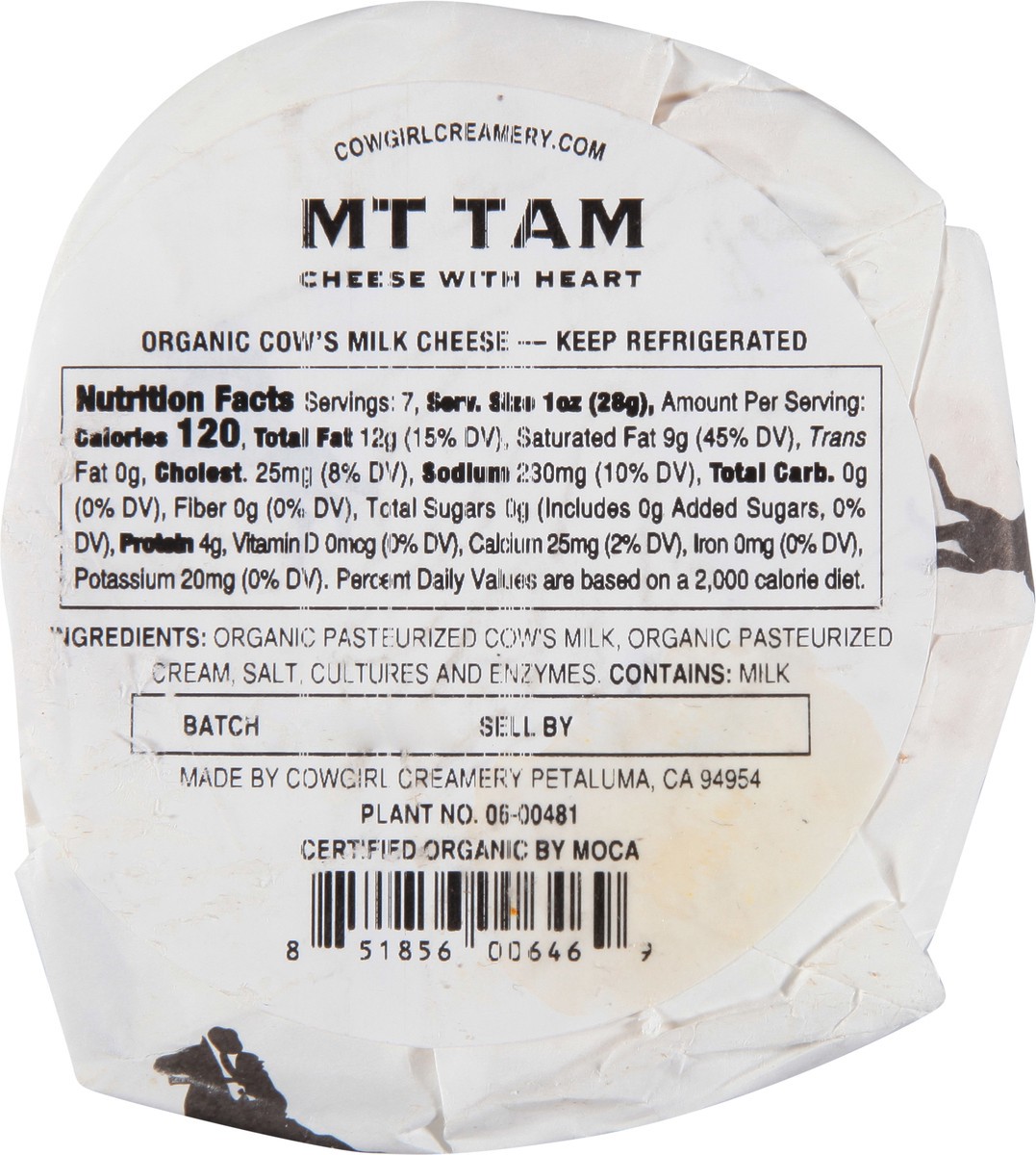 slide 6 of 12, Cowgirl Creamery Mt Tam Organic Cheese 7 oz, 7 oz
