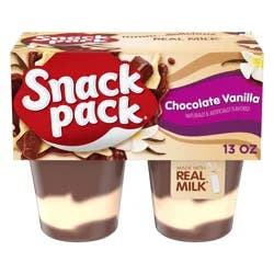 Snack Pack Chocolate Vanilla Flavored Pudding, 3.25 oz Pudding Cups, 4 Count, 12 Pack