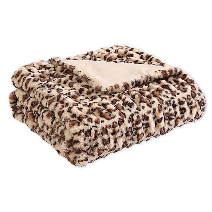 slide 1 of 2, Morgan Home Faux Rabbit Fur Reversible Throw Blanket - Brown, 1 ct