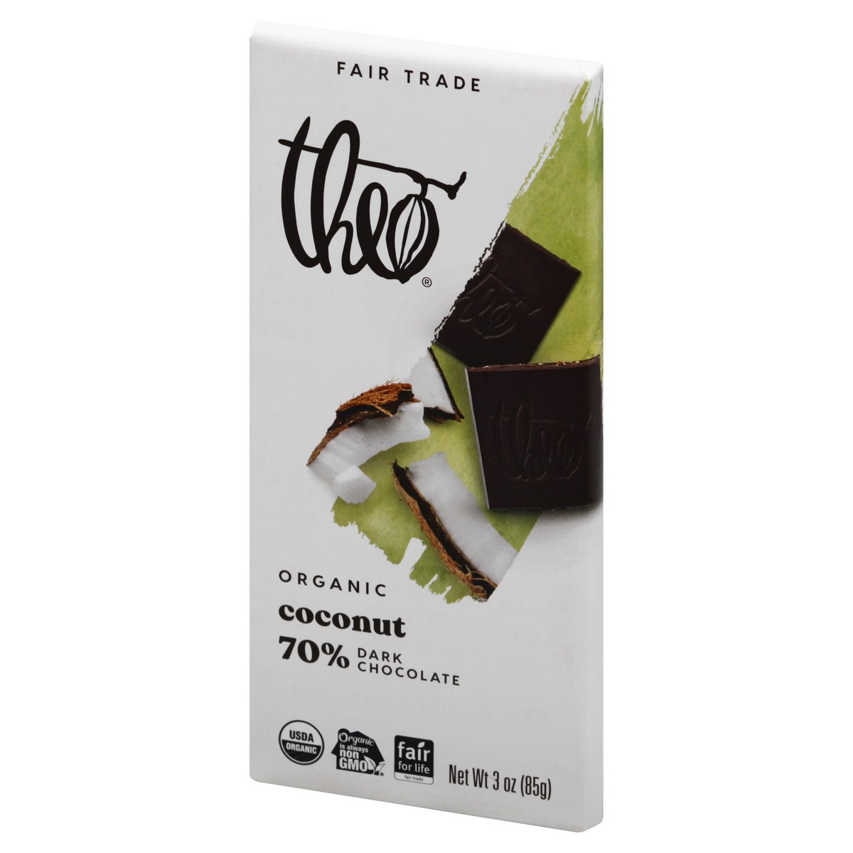 slide 3 of 9, Theo Chocolate Toasted Coconut Dark Chocolate Bar, 3 oz