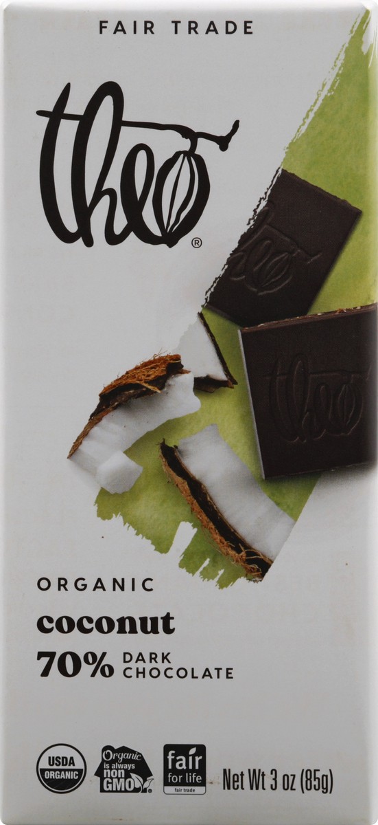 slide 6 of 9, Theo Chocolate Toasted Coconut Dark Chocolate Bar, 3 oz