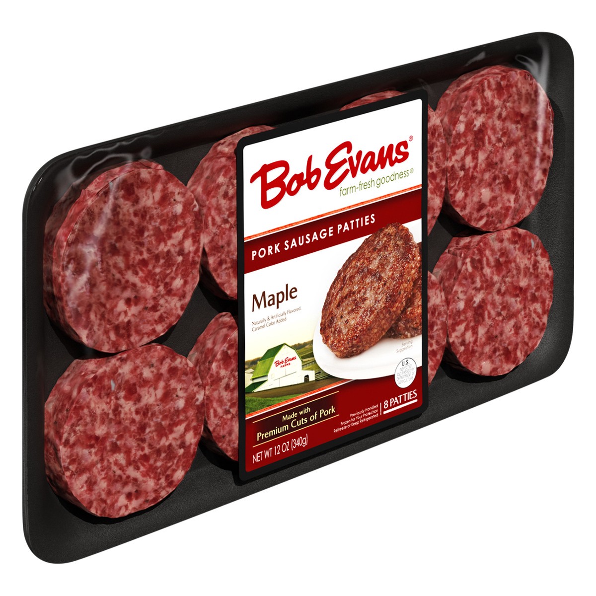 slide 2 of 9, Bob Evans Maple Pork Sausage Patties 12 oz 8 ct, 1 ct