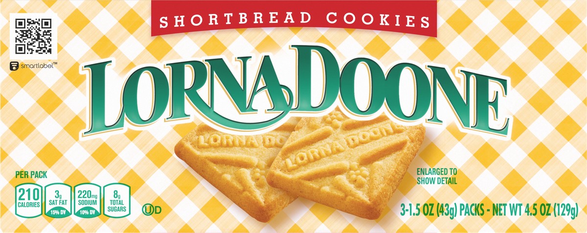 slide 9 of 9, Lorna Doone Shortbread Cookies, 3 - 1.5 oz Snack Packs, 4.5 oz