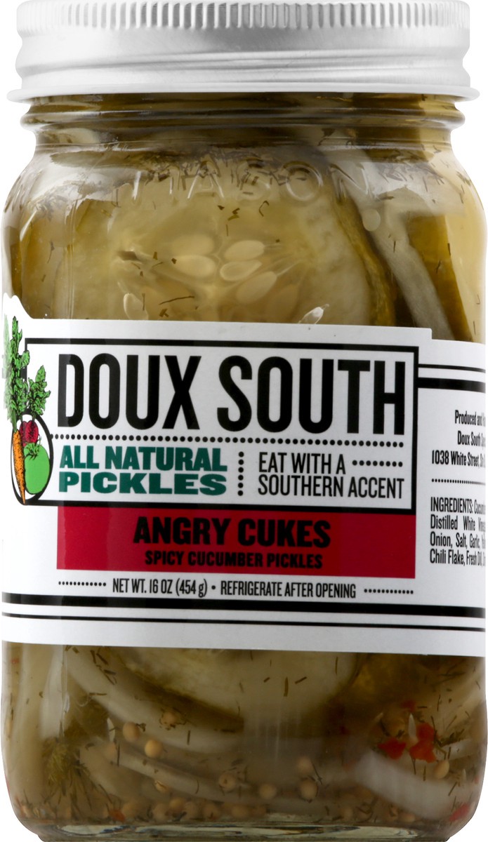 slide 1 of 12, Doux South Angry Cukes, 16 oz