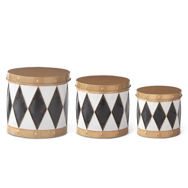 slide 1 of 1, Hy-Vee Harlequin Metal Drum Containers Set, 3 ct