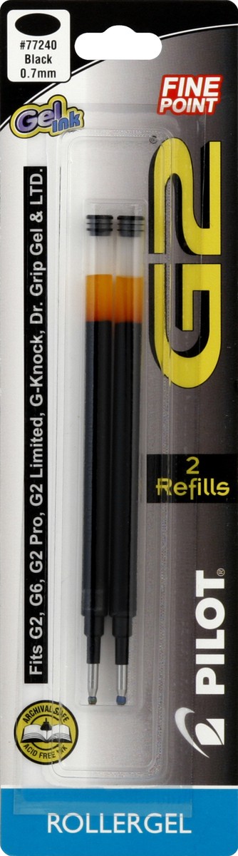 slide 2 of 2, Pilot G2 Fine Point (0.7 Mm) Black Ink Gel Pen Refills, 2 ct