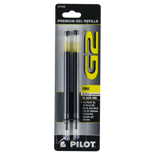 slide 1 of 2, Pilot G2 Fine Point (0.7 Mm) Black Ink Gel Pen Refills, 2 ct