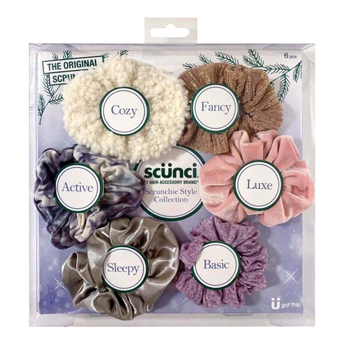 slide 1 of 1, scünci Scrunchie Style Collection, 6 ct