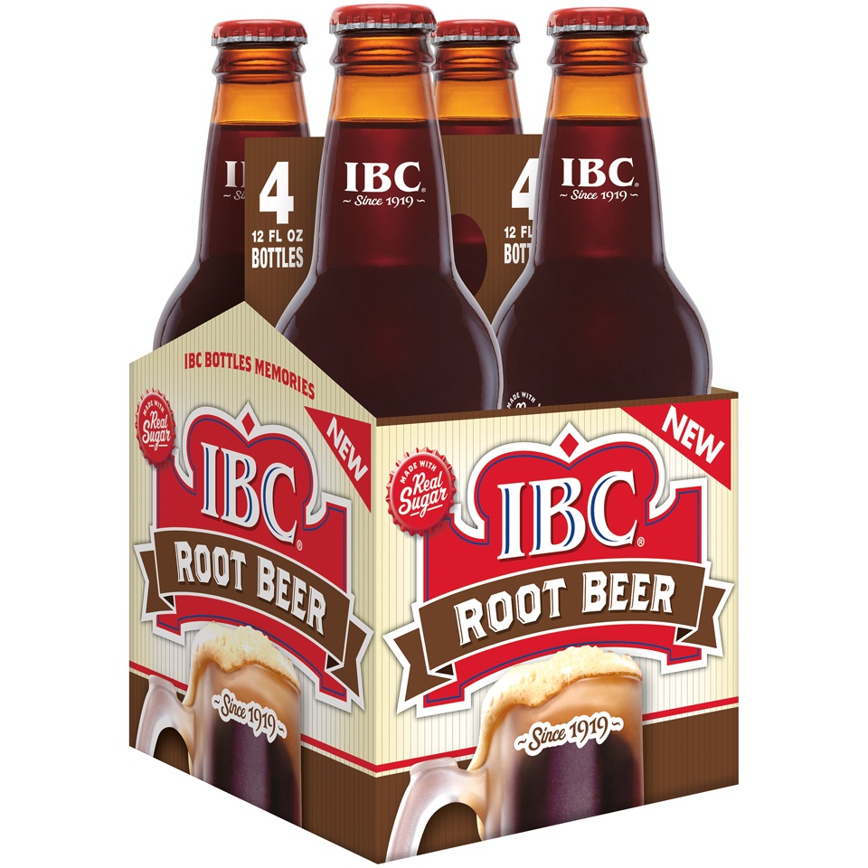 slide 2 of 4, IBC Root Beer Made With Sugar Glass Bottles, 4 ct; 12 fl oz
