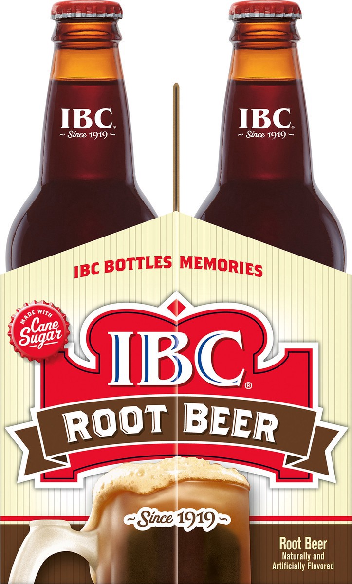 slide 7 of 7, IBC Root Beer Made with Sugar Soda, 12 fl oz glass bottles, 4 pack, 4 ct