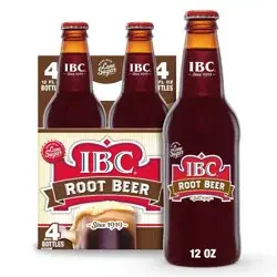 IBC Root Beer Made with Sugar Soda, 12 fl oz glass bottles, 4 pack