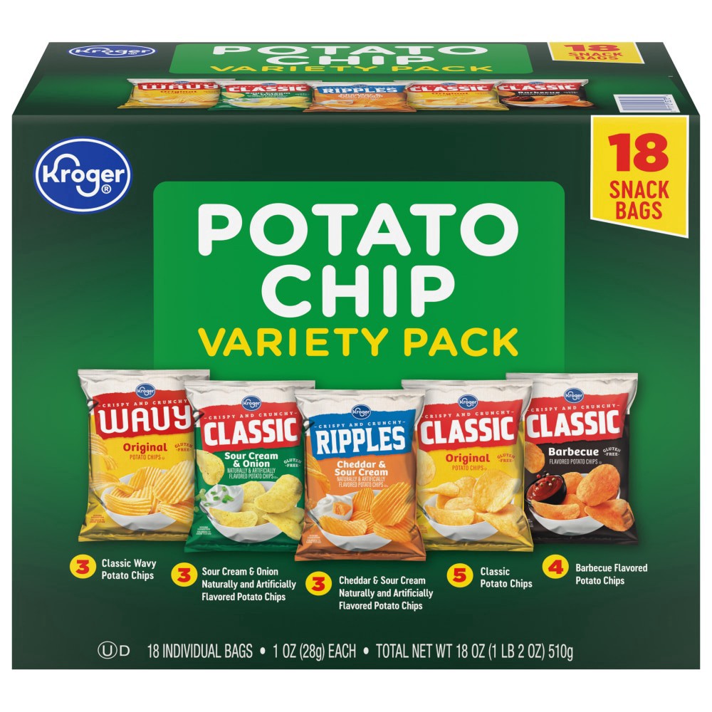 slide 2 of 3, Kroger Potato Chip Variety Pack, 18 ct; 1 oz