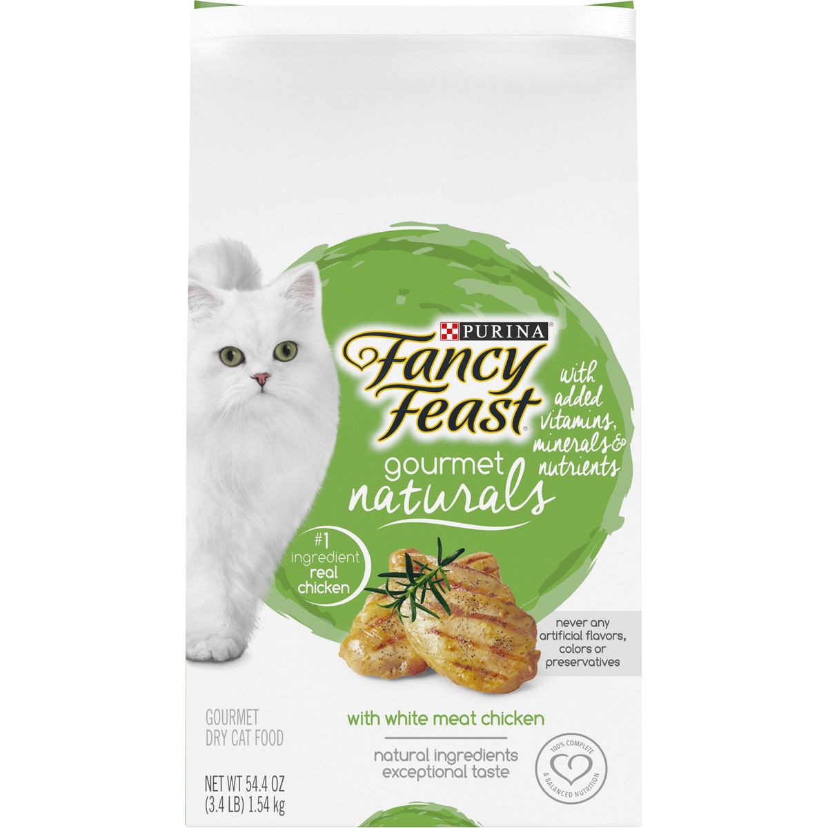 slide 1 of 9, Fancy Feast Gourmet Naturals With White Meat Chicken, 54.4 oz