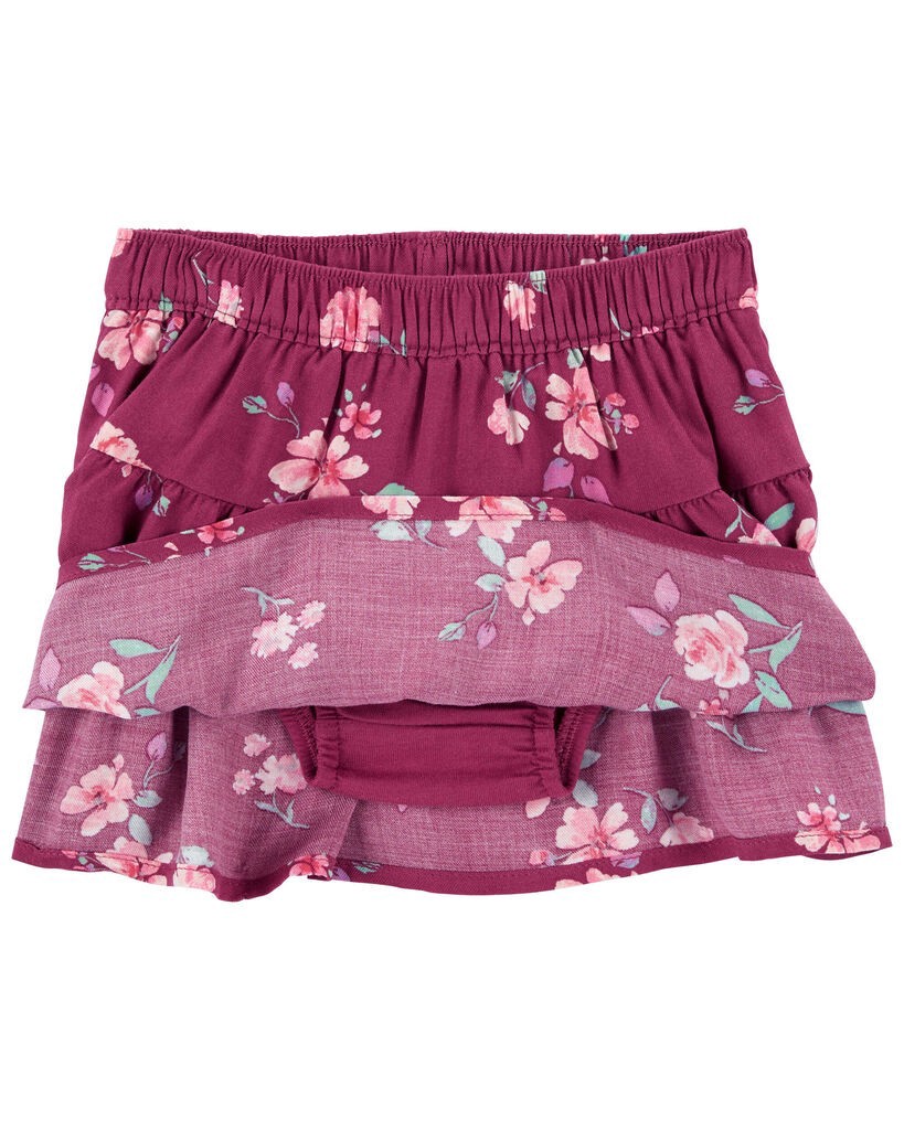 slide 2 of 2, Oshkosh Baby Floral Print Tiered Skort Maroon 12M, 1 ct