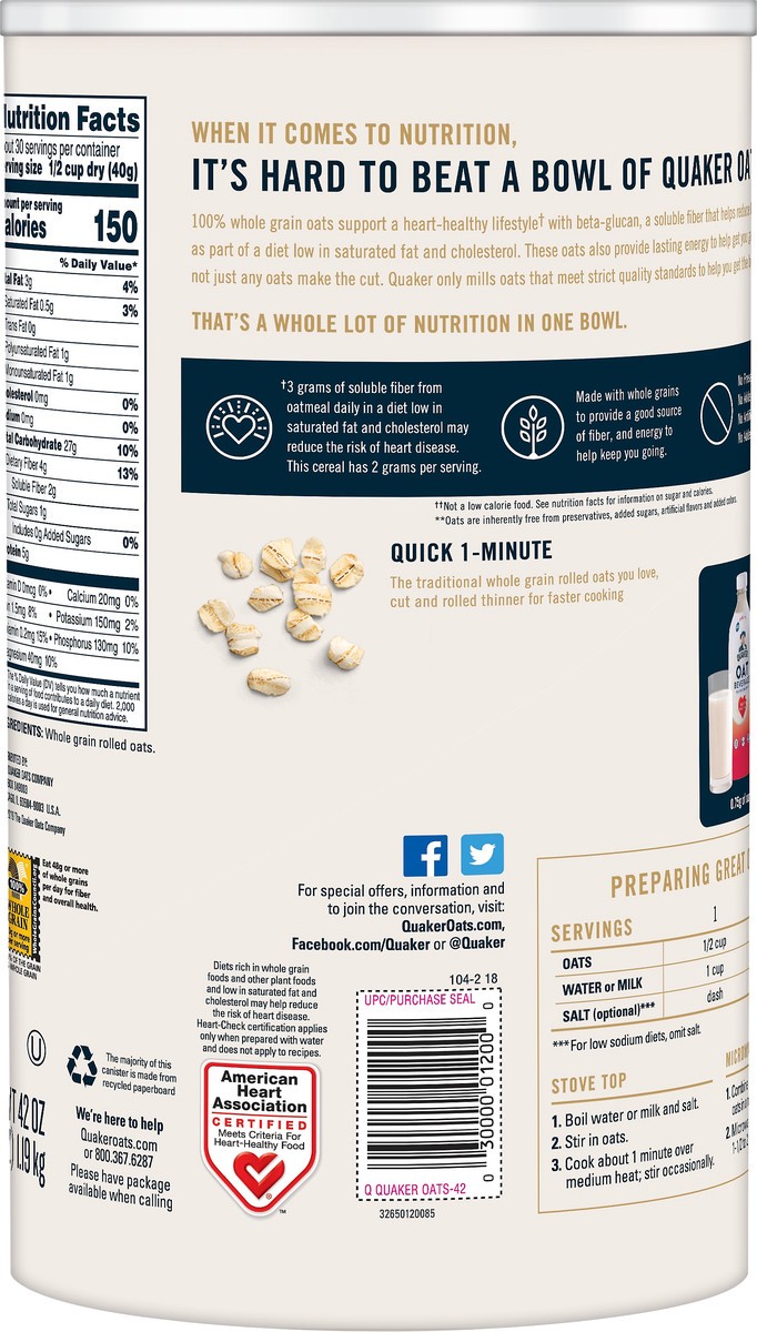 slide 5 of 5, Quaker Oats, 42 oz