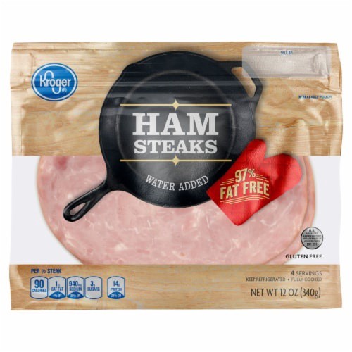 slide 1 of 2, Kroger Brand Ham Steaks, 12 oz