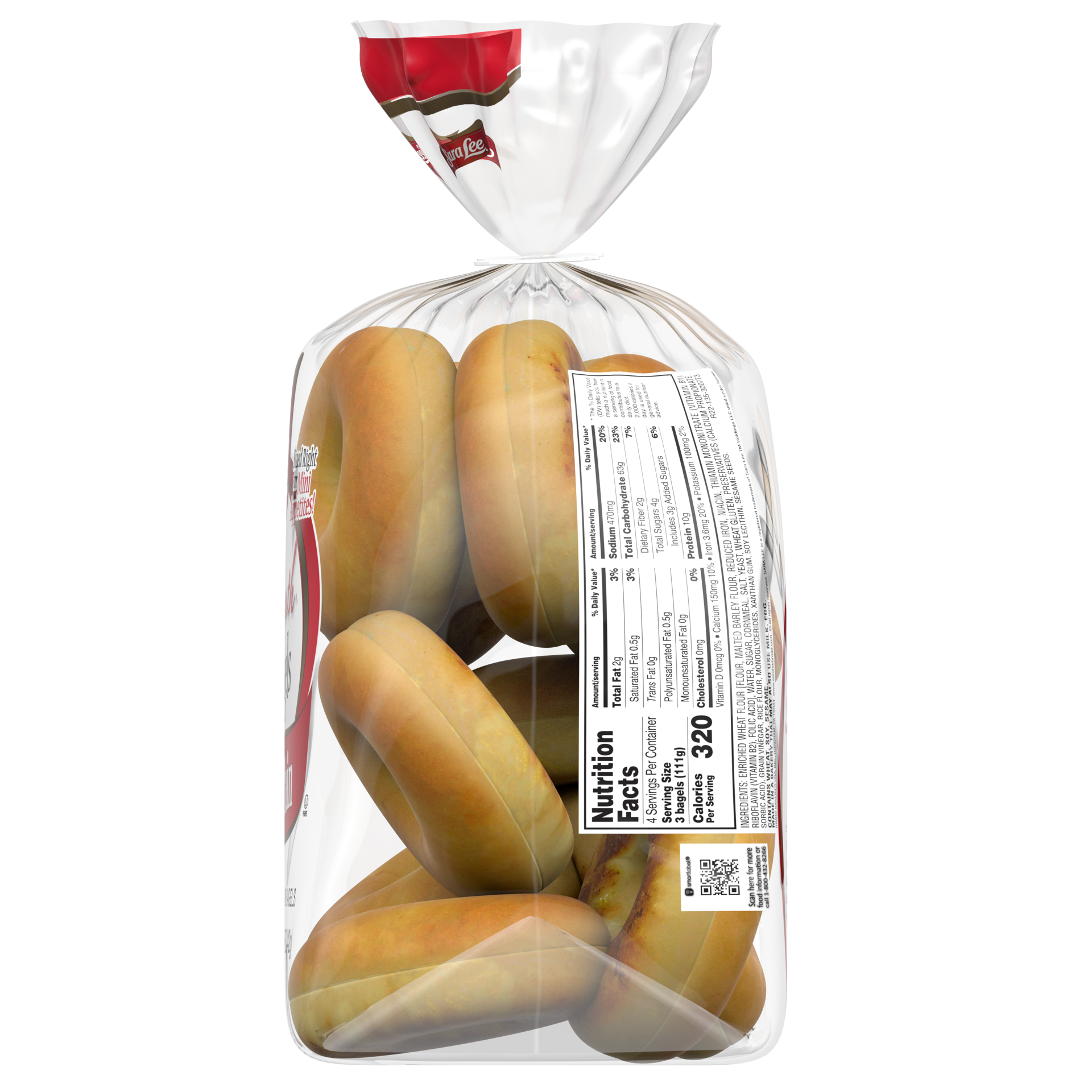 slide 5 of 5, Sara Lee Plain Bagels, 12 count, Mini Bagels, 15.6 oz Bag, 12 ct