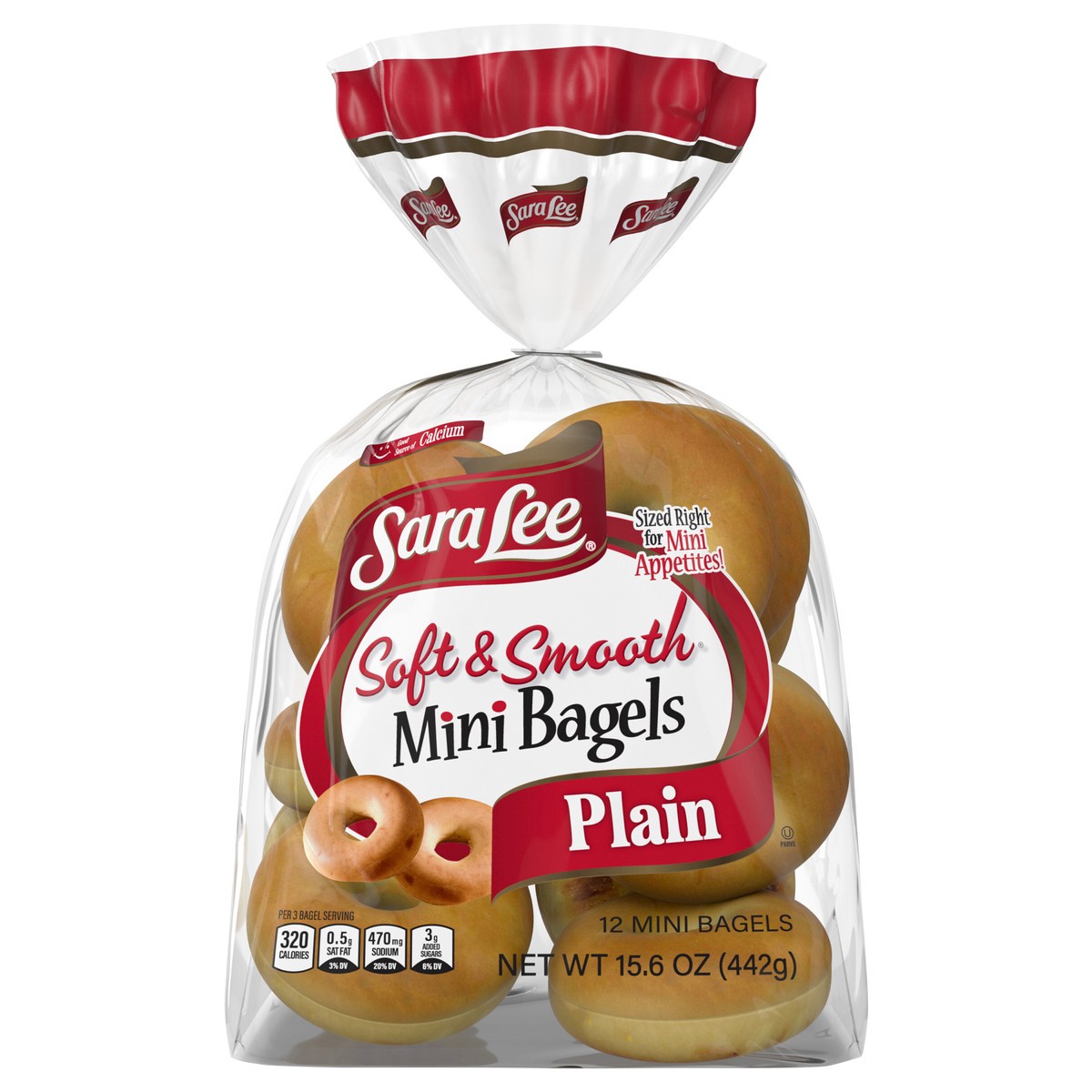 slide 1 of 5, Sara Lee Plain Bagels, 12 count, Mini Bagels, 15.6 oz Bag, 12 ct
