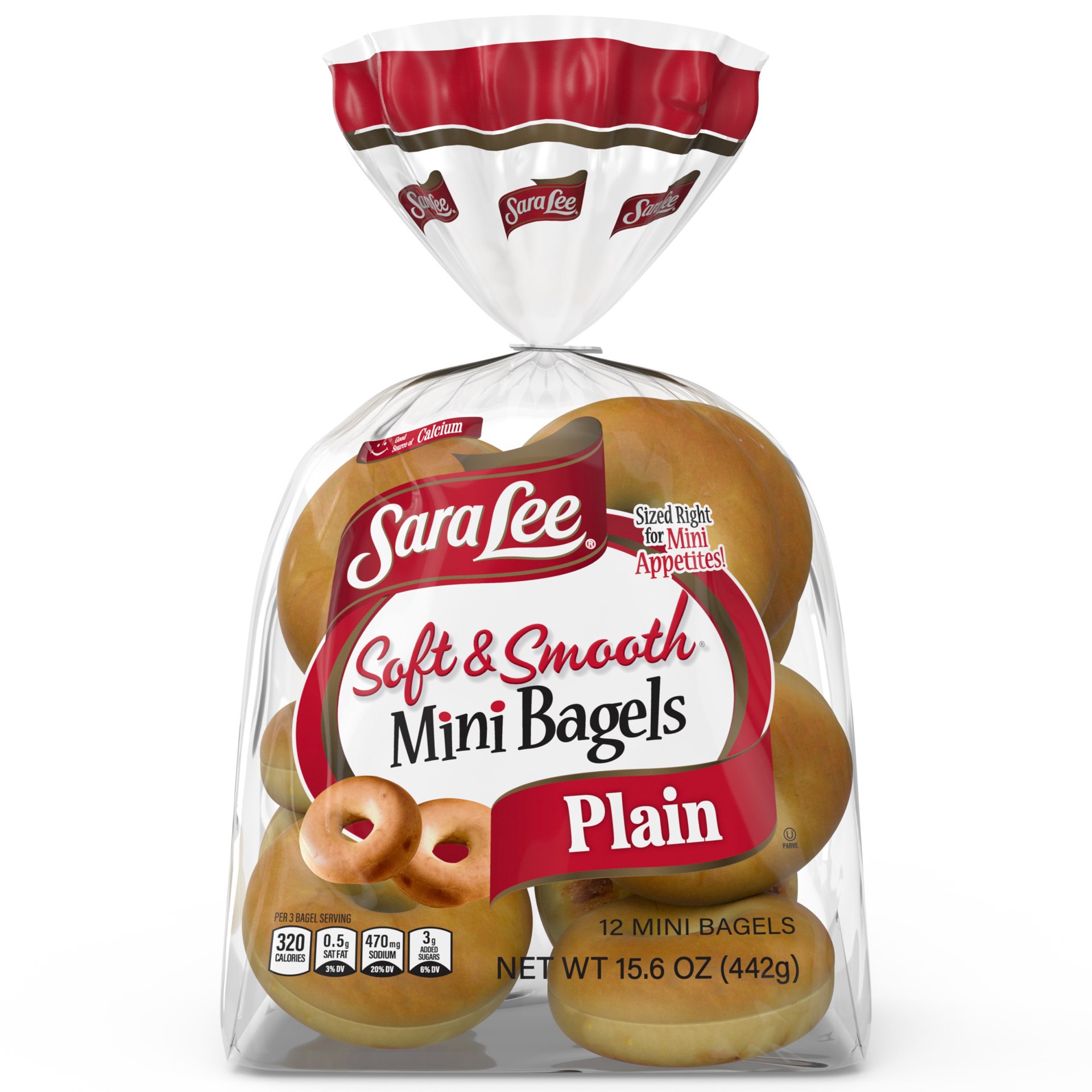 slide 1 of 5, Sara Lee Plain Bagels, 12 count, Mini Bagels, 15.6 oz Bag, 12 ct