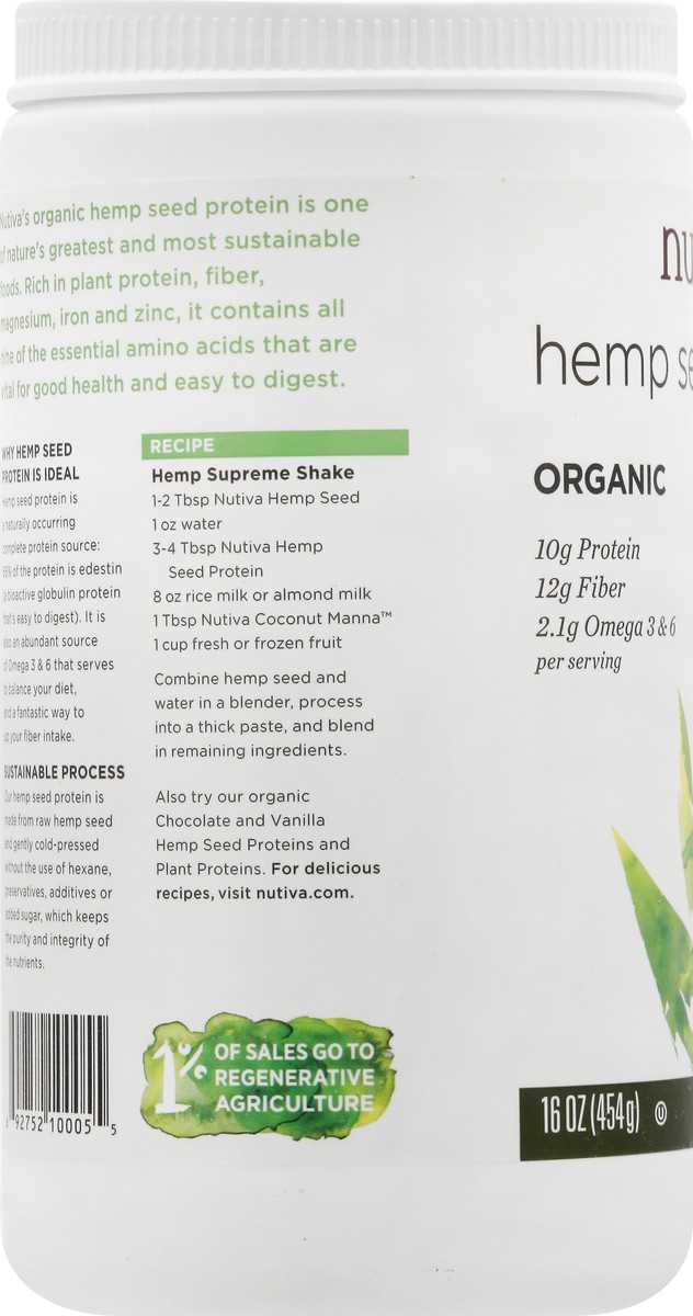 slide 3 of 12, Nutiva Organic Hi-Fiber Hemp Seed Protein 16 oz, 16 oz