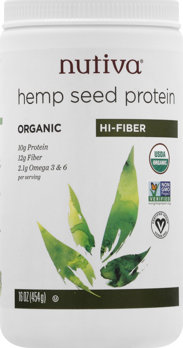 slide 7 of 12, Nutiva Organic Hi-Fiber Hemp Seed Protein 16 oz, 16 oz