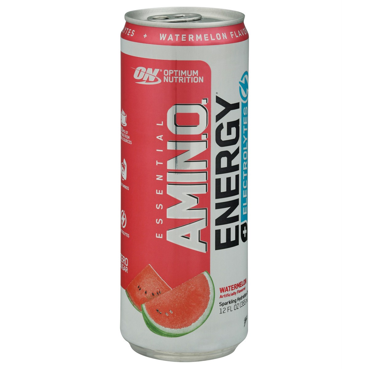 slide 4 of 14, Optimum Nutrition Essential Amin.O. Energy + Electrolytes Watermelon Sparkling Hydration Drink 12 fl oz Can, 12 fl oz