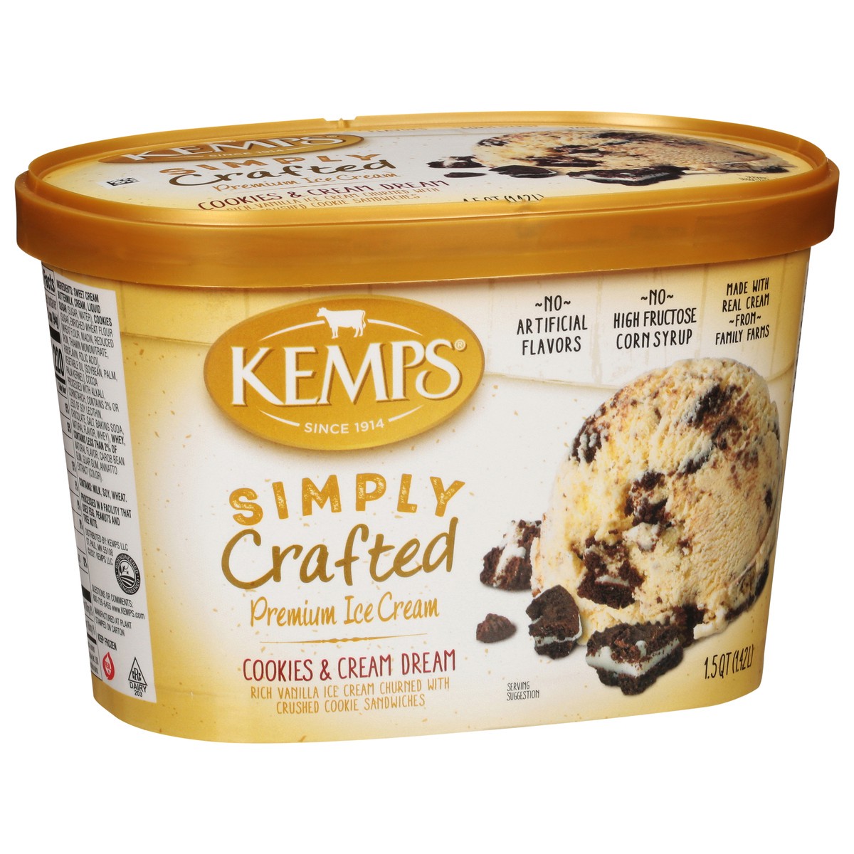 slide 2 of 9, Kemps Cookies & Creme Simply Crafted Ice Cream, 1.5 qt