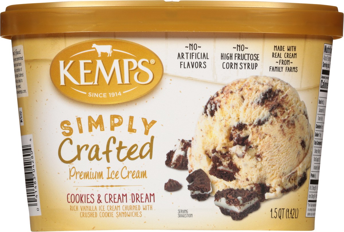 slide 5 of 9, Kemps Cookies & Creme Simply Crafted Ice Cream, 1.5 qt